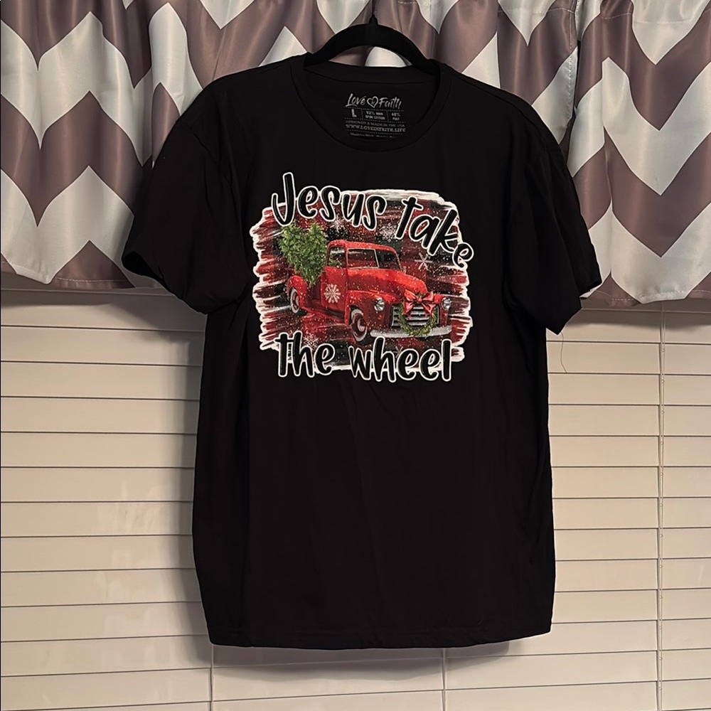 Black Men's Shirt - Jesus Take the Wheel